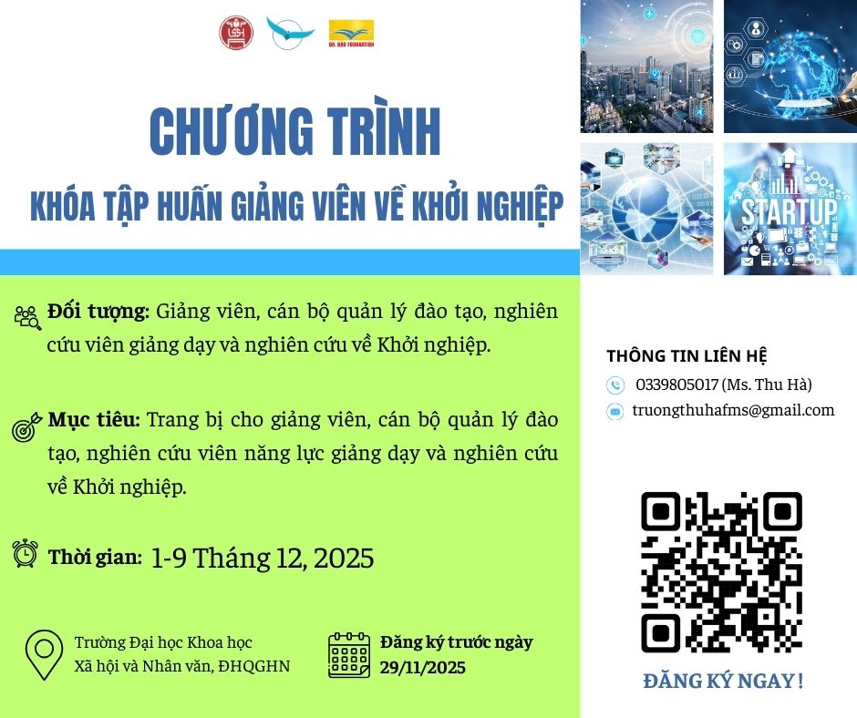 MỞ ĐĂNG KÝ “TẬP HUẤN GIẢNG VIÊN VỀ KHỞI NGHIỆP”